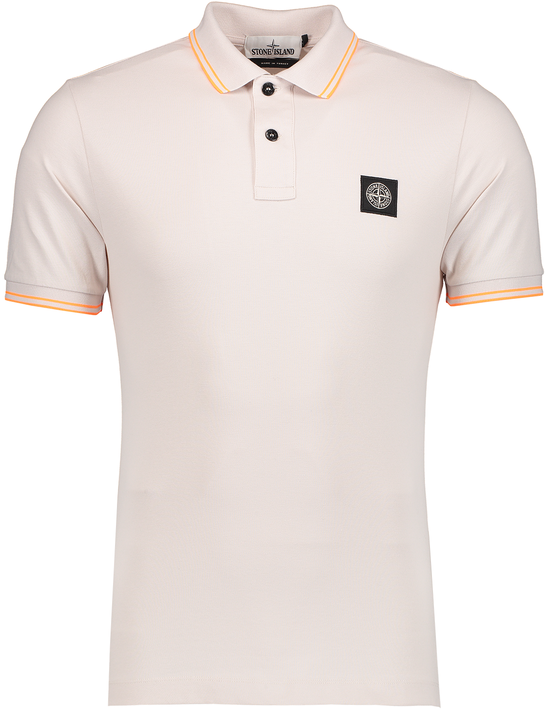 A White Polo Shirt With Orange Trim