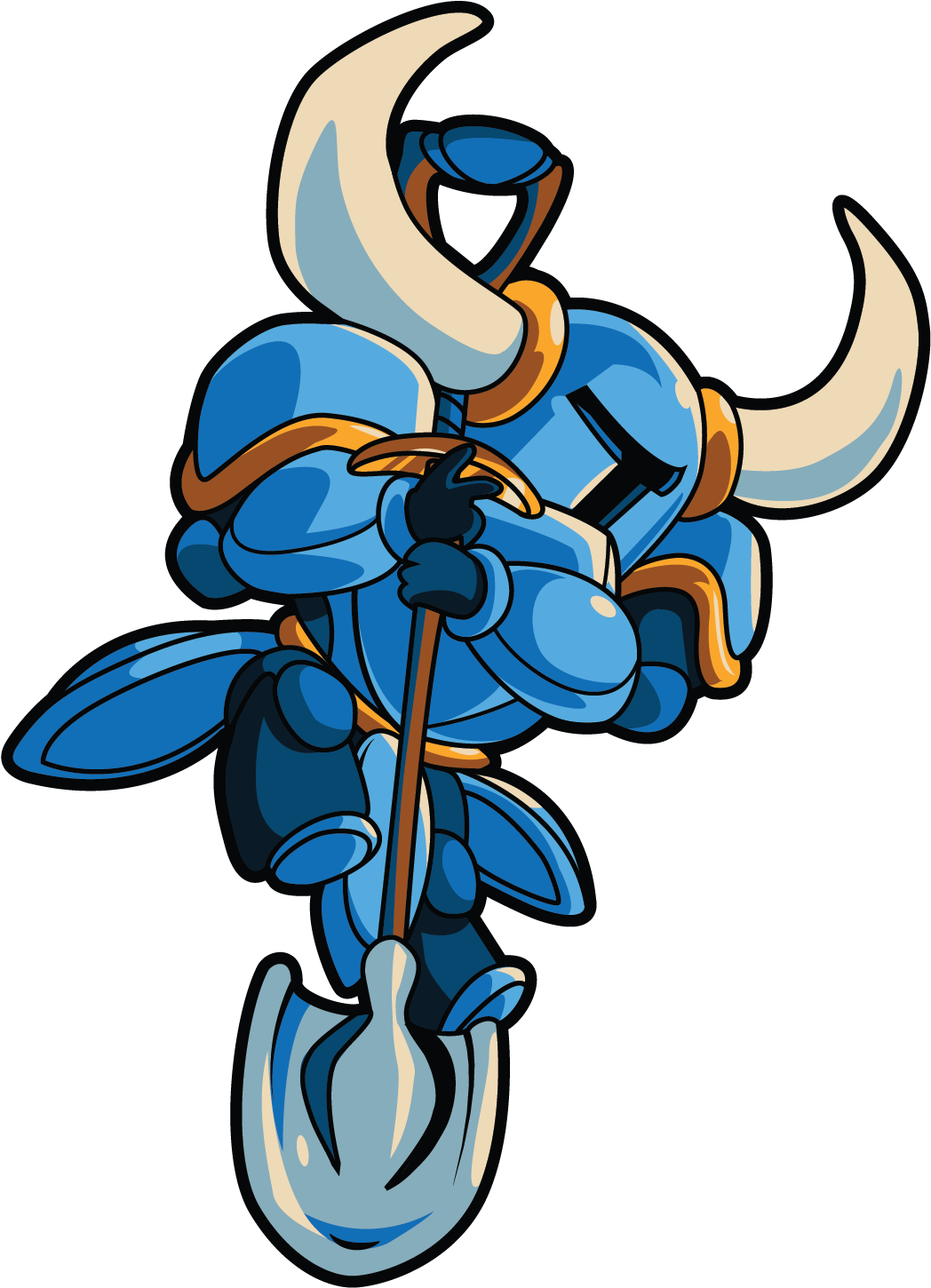 Cartoon Of A Blue Knight With A Shovel