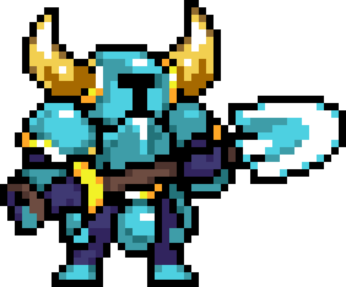 A Pixel Art Of A Blue Warrior