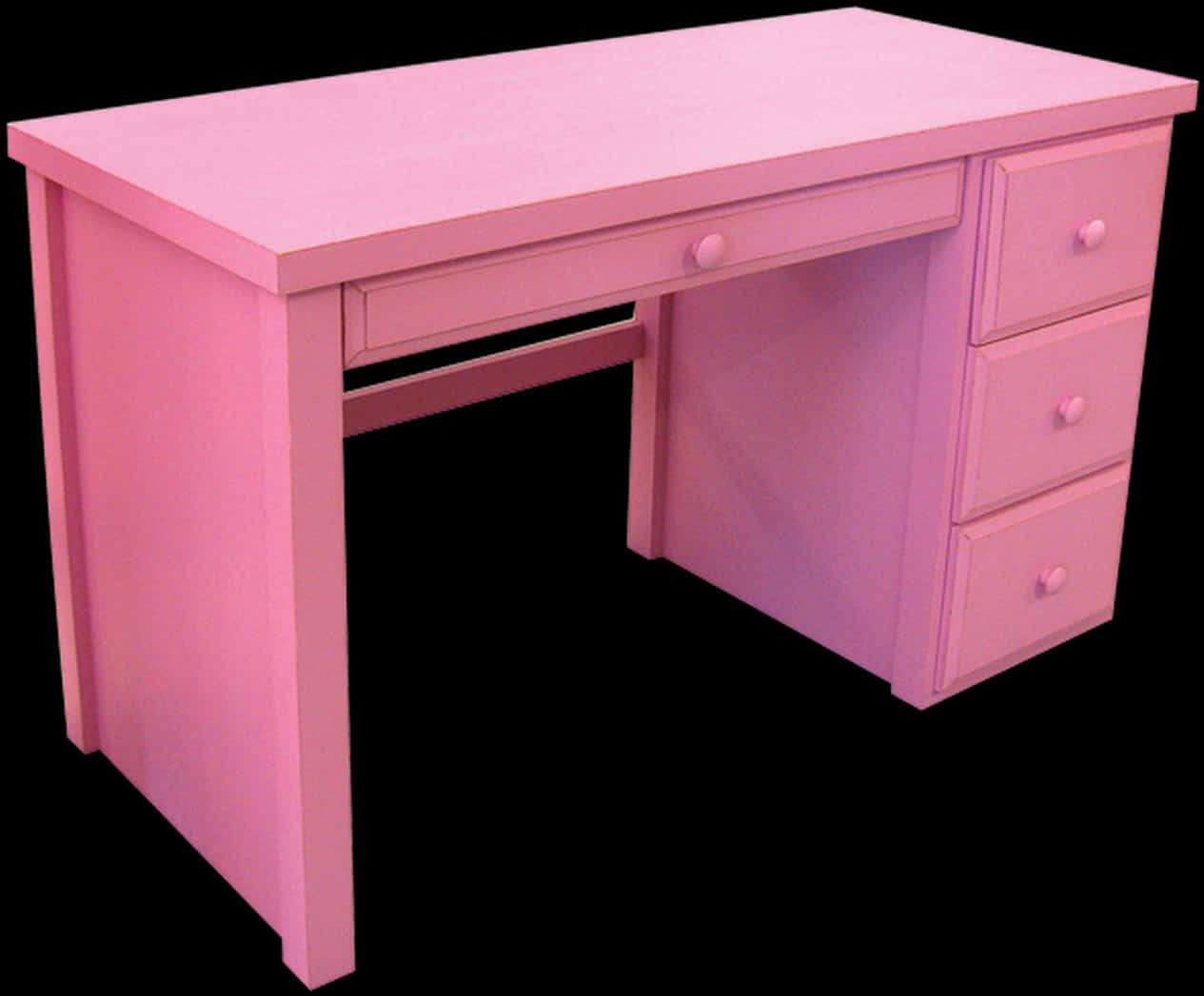 A Pink Desk With Drawers
