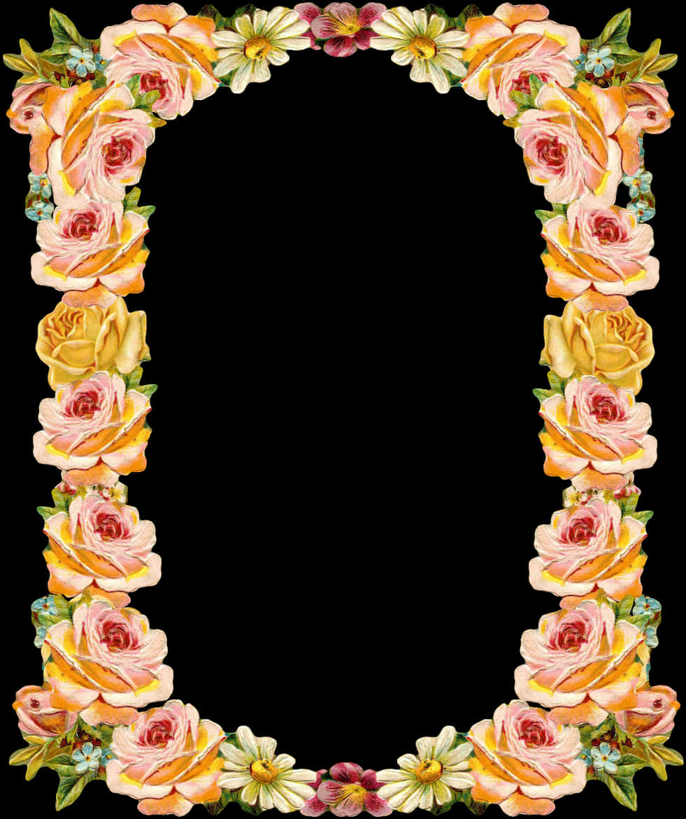 A Rectangular Frame With Flowers