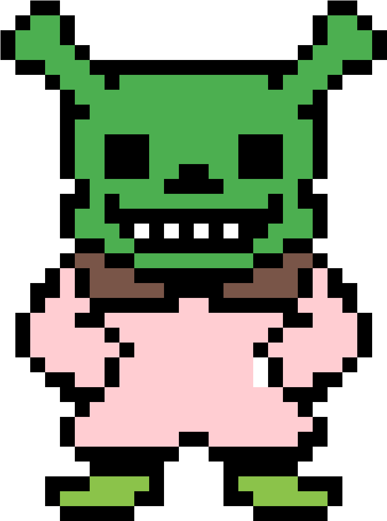 A Pixel Art Of A Green Monster