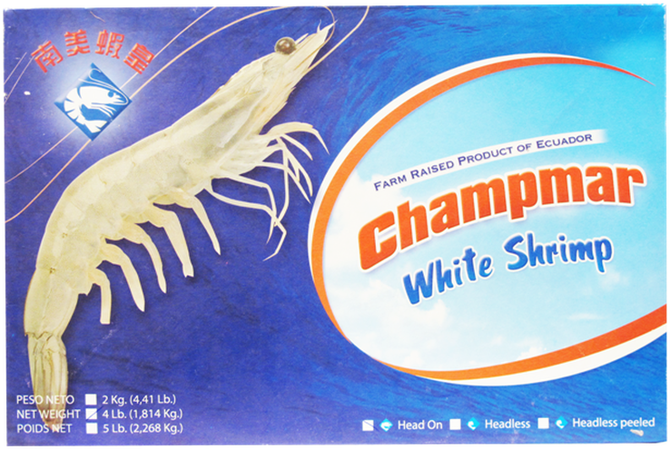 A Box Of Shrimp On A Blue Background