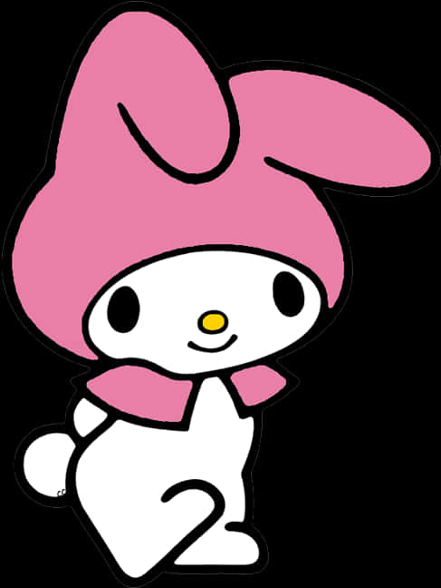 A Cartoon Of A Rabbit With A Pink Hat