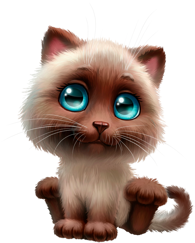 A Cartoon Of A Cat With Blue Eyes