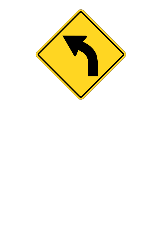 A Yellow Road Sign With A Black Arrow