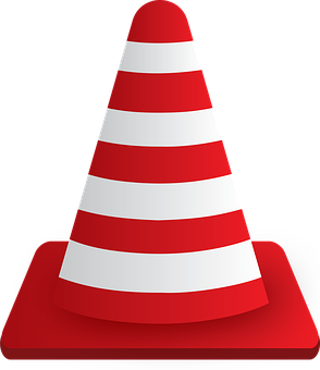 A Red And White Striped Cone