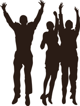 A Group Of People With Their Arms Raised