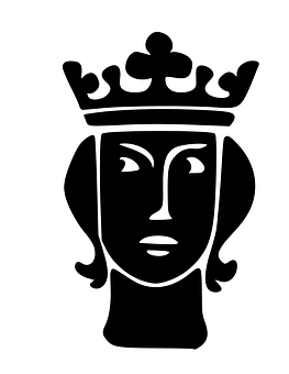 A Black And White Image Of A Woman With A Crown