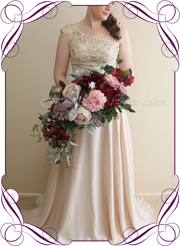 Silk Artificial Dusty Pink, Blush, Mauve, And Burgundy - Dusty Pink Bouquets Wedding, Hd Png Download