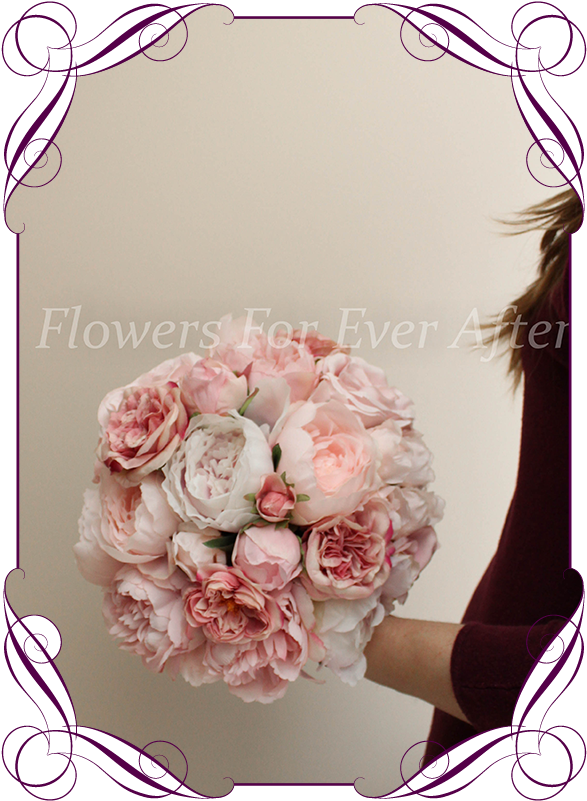 Silk Artificial Romantic Pink Peony And Rose Bridal - Dusty Pink Bouquets Wedding, Hd Png Download