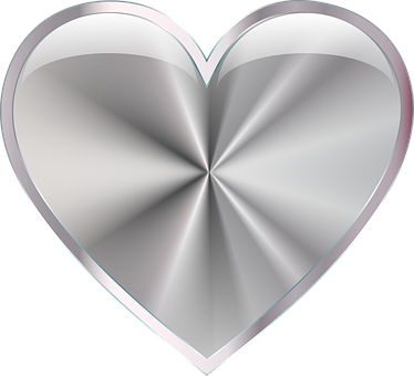 A Silver Heart With A Black Background