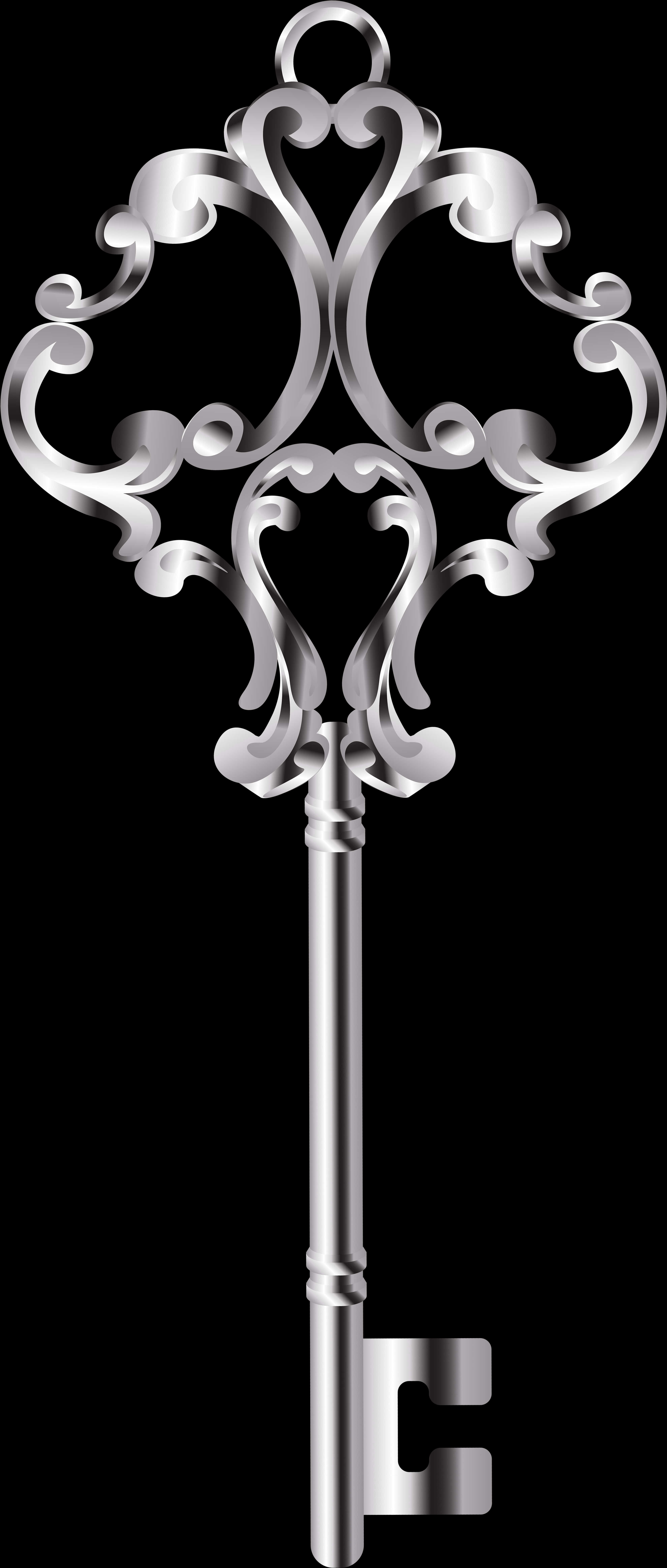 A Silver Key With A Black Background
