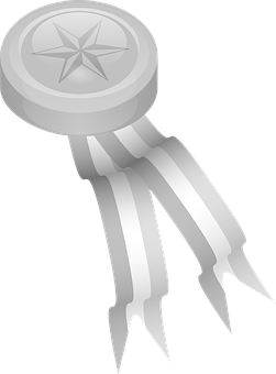 A Silver Medal With A Star And A Ribbon
