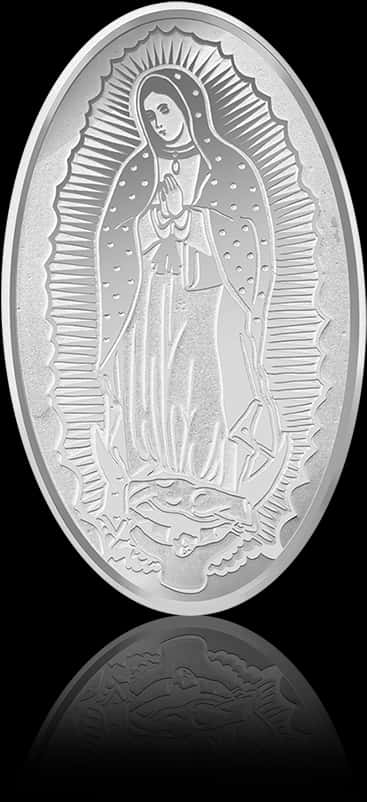 Silver Virgen De Guadalupe Oval Coin