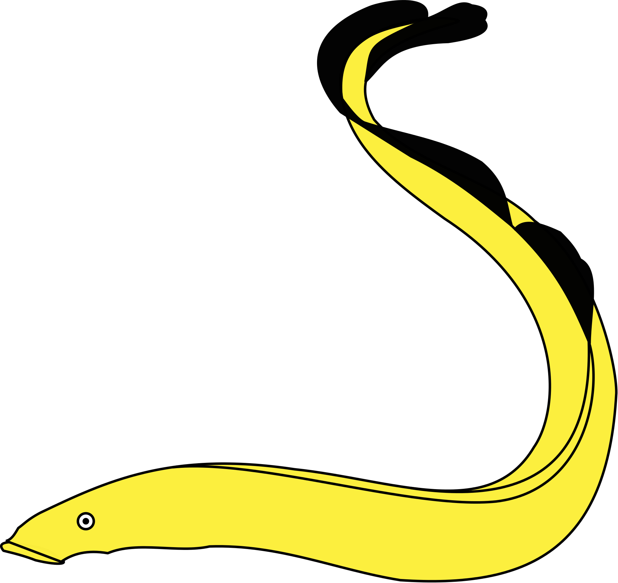A Yellow Fish With Black Outline