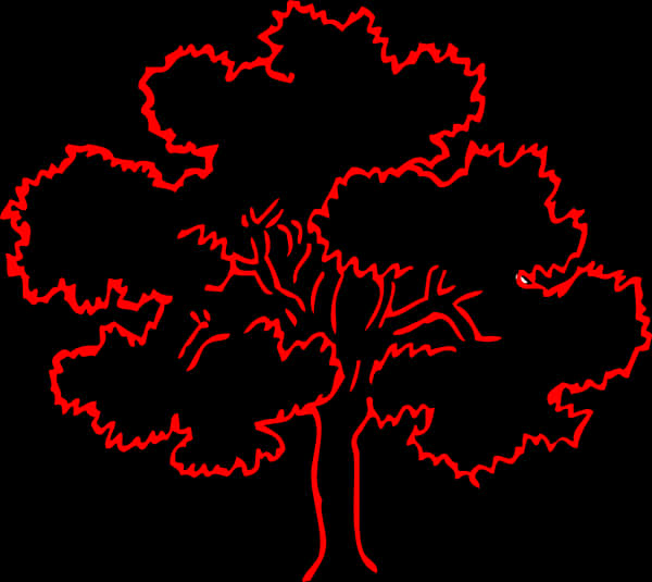 Simple Bright Red Tree Silhouette