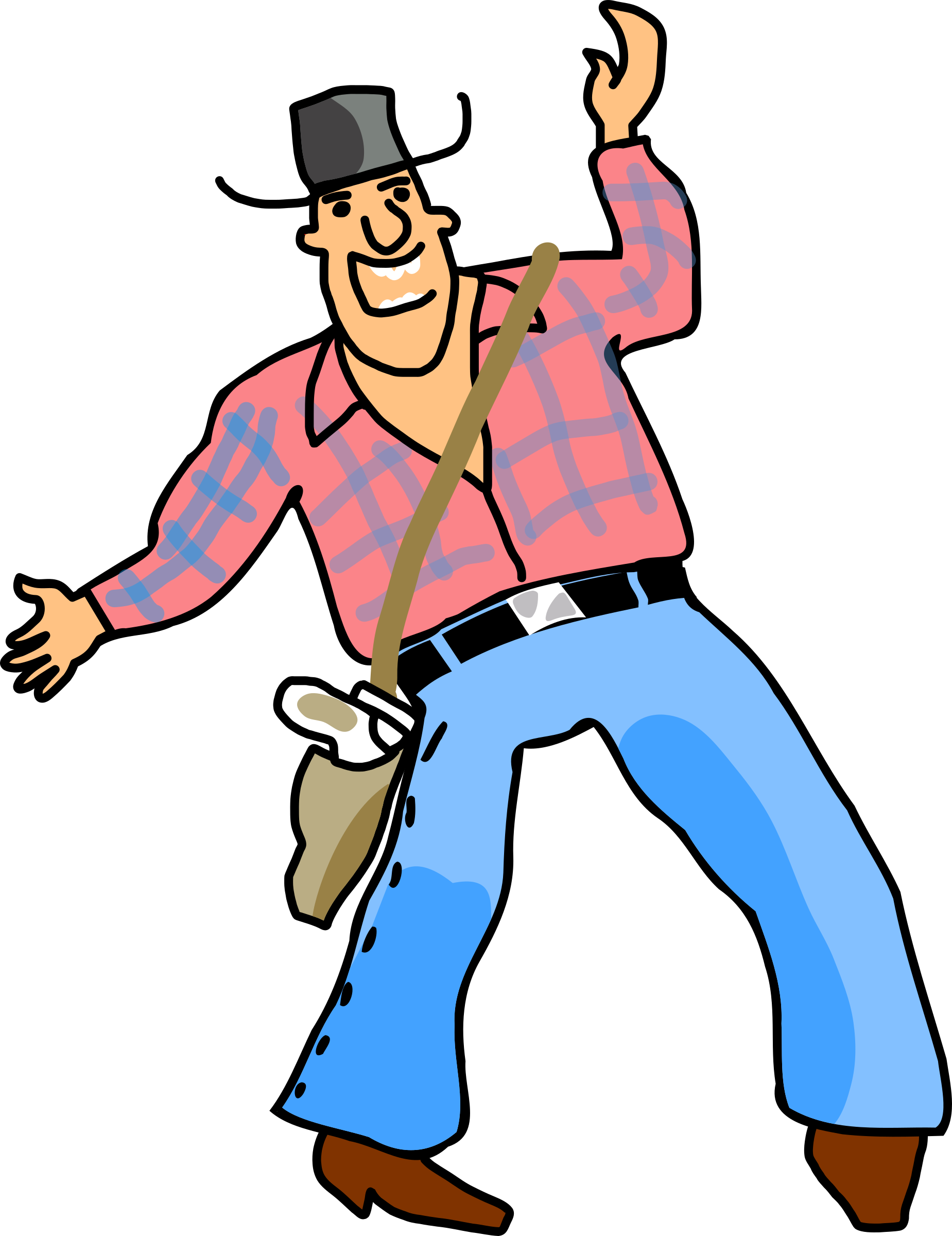 A Cartoon Of A Man With A Hat And A Belt