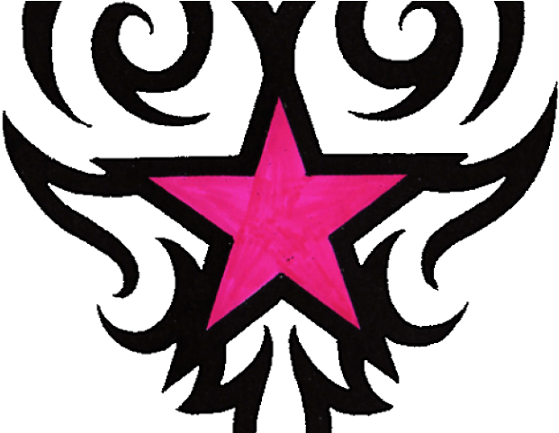 A Pink Star With Black And Pink Swirls