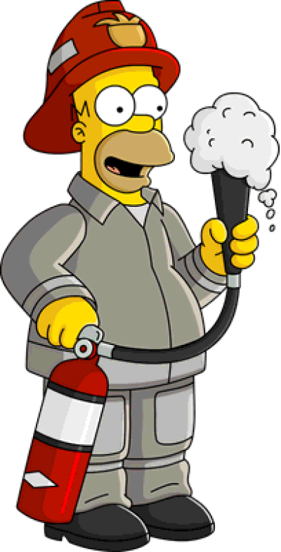 Cartoon Character Holding A Fire Extinguisher