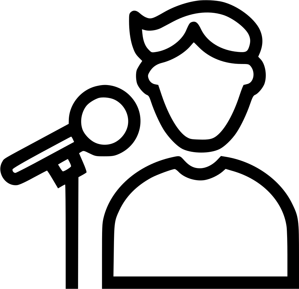 A Black Outline Of A Man With A Microphone
