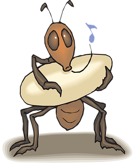 A Cartoon Of An Ant Holding A White Object