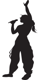A Silhouette Of A Woman Singing Into A Microphone