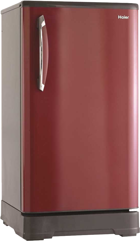 A Red Refrigerator With A Handle