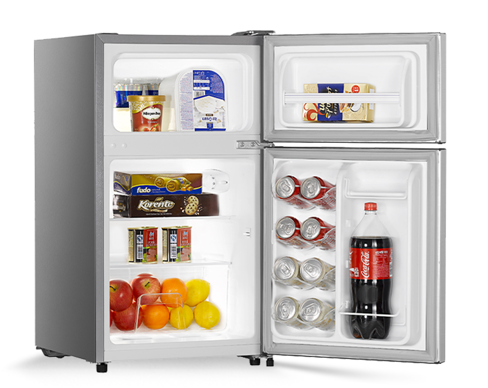 A Refrigerator With Food And Drinks Inside