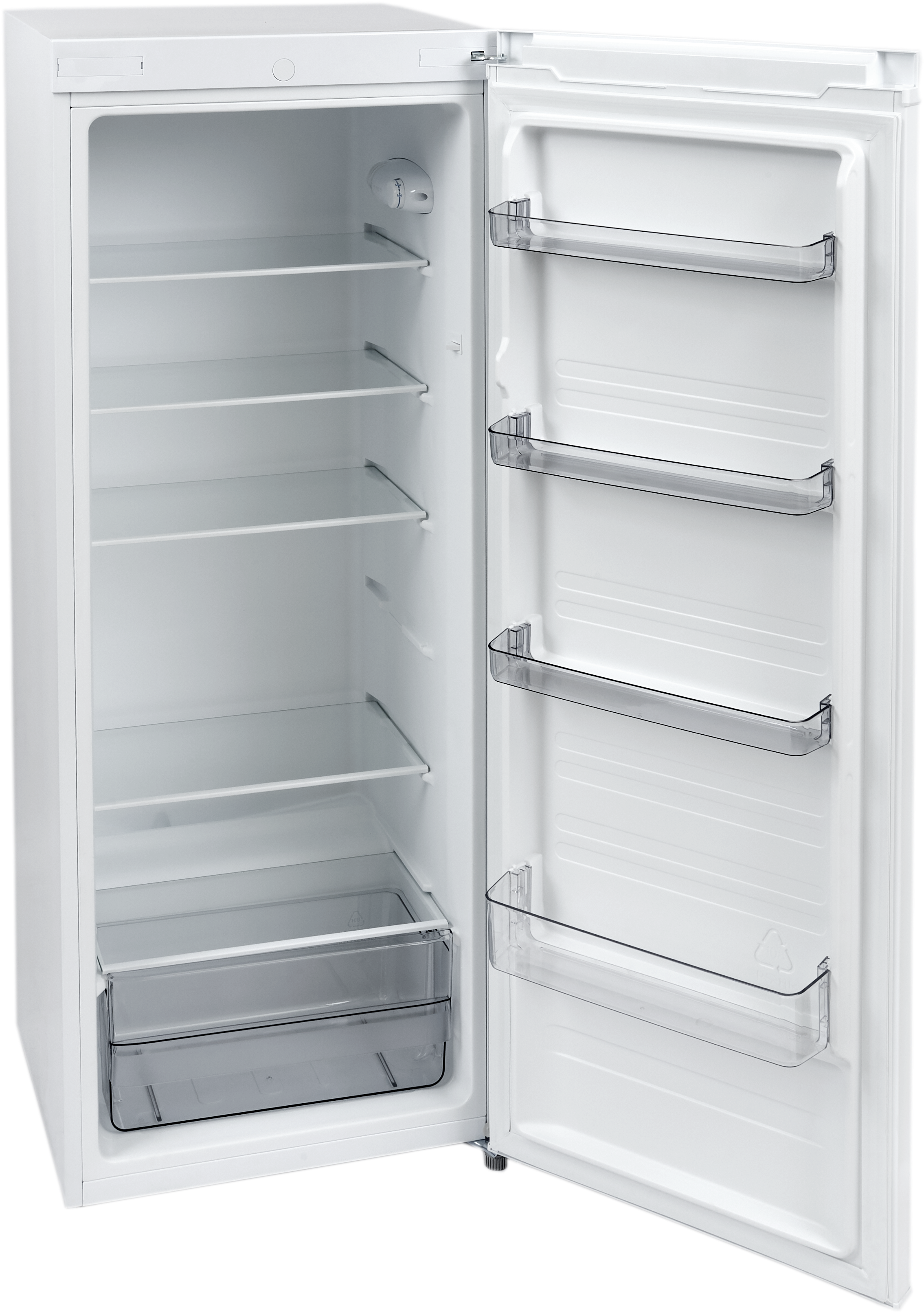 A White Refrigerator With Shelves