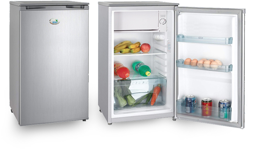 A Refrigerator With Shelves Open And Open
