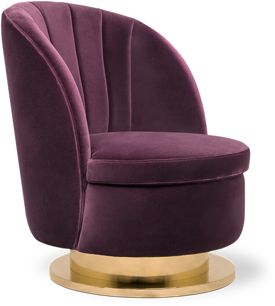 A Purple Chair With Gold Base