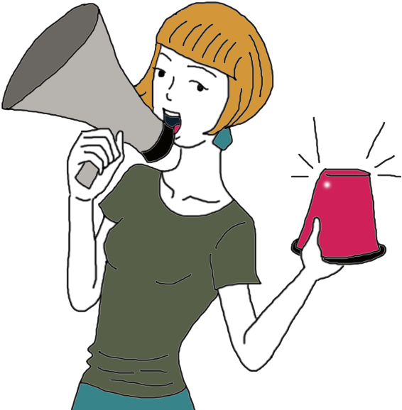 A Cartoon Of A Woman Holding A Megaphone