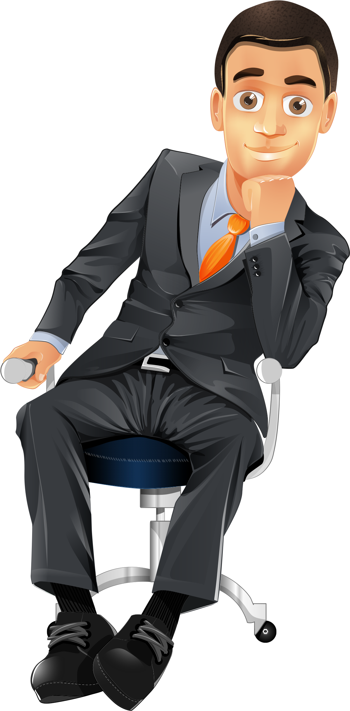 A Man In A Suit Sitting In A Chair