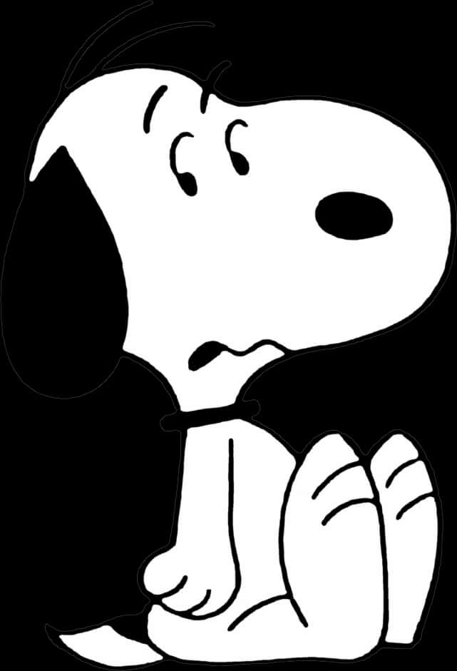 Sitting Snoopy With Worried Expression
