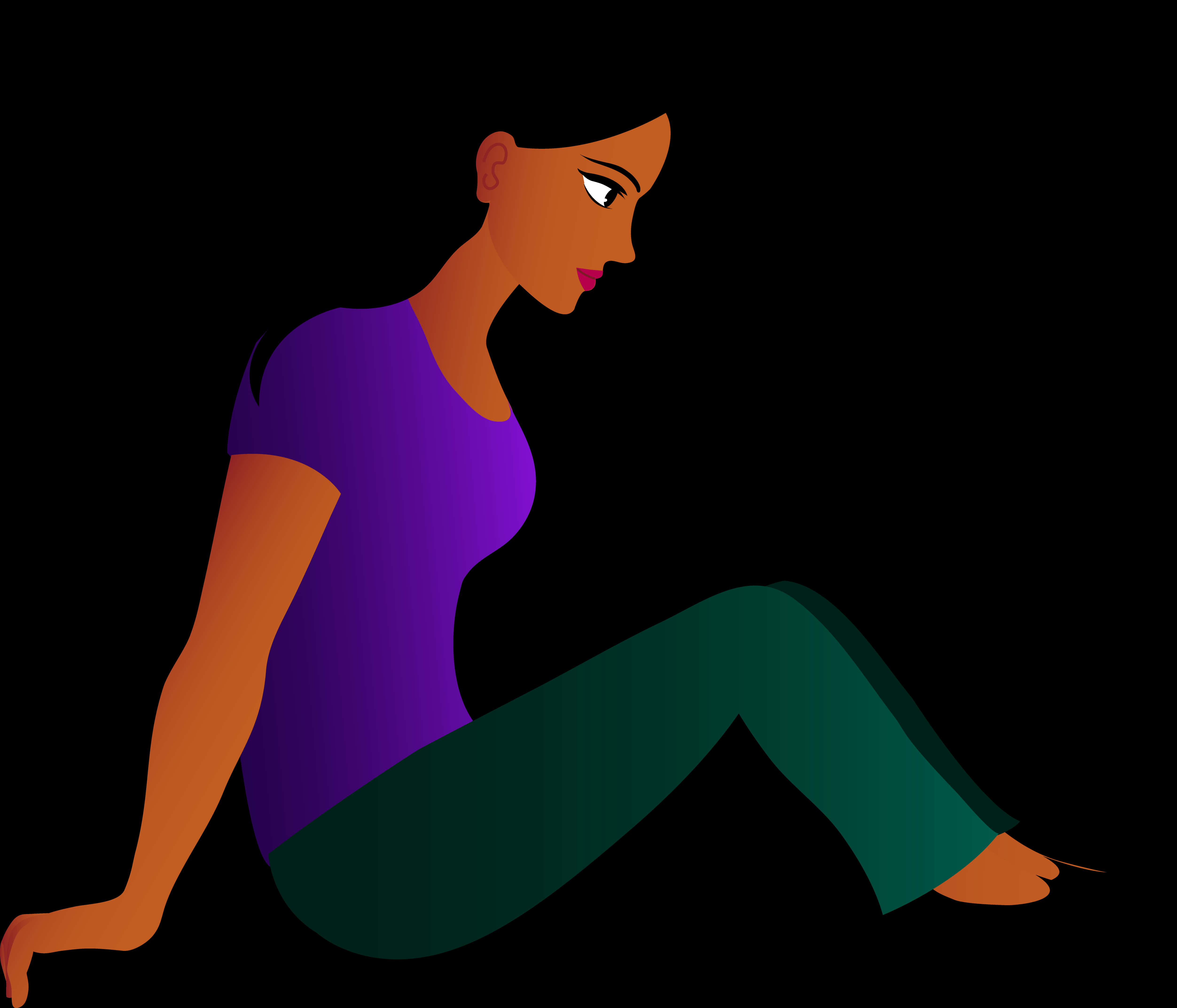 A Cartoon Of A Woman Sitting