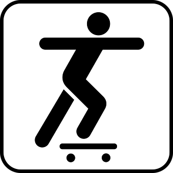 A Black And White Sign With A Person On A Skateboard