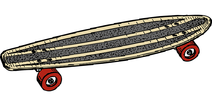 A Longboard With A Red Wheel