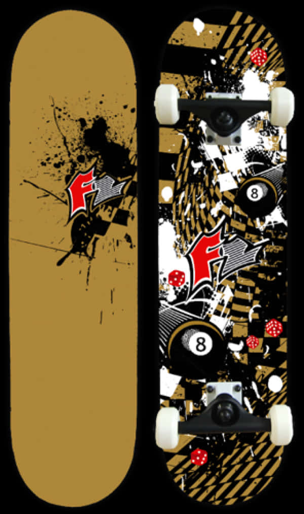 Skateboard With Abstract Design