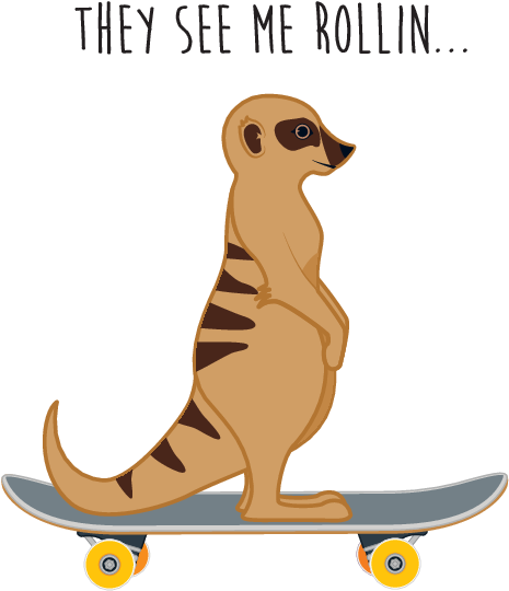 A Cartoon Of A Meerkat On A Skateboard
