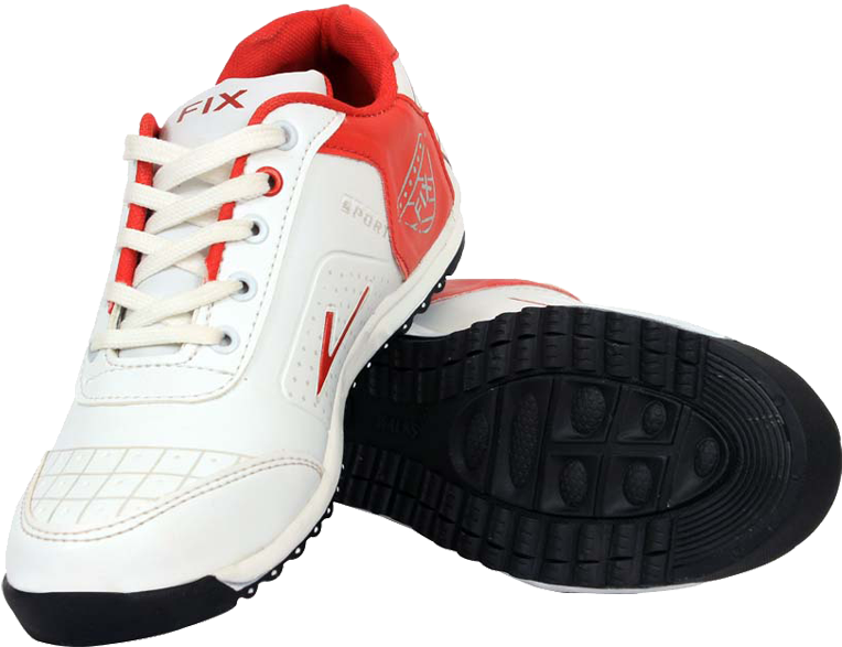 A Pair Of White And Red Tennis Shoes