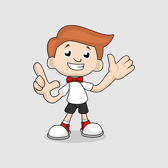 A Cartoon Character With Red Hair And White Shirt And Black Shorts