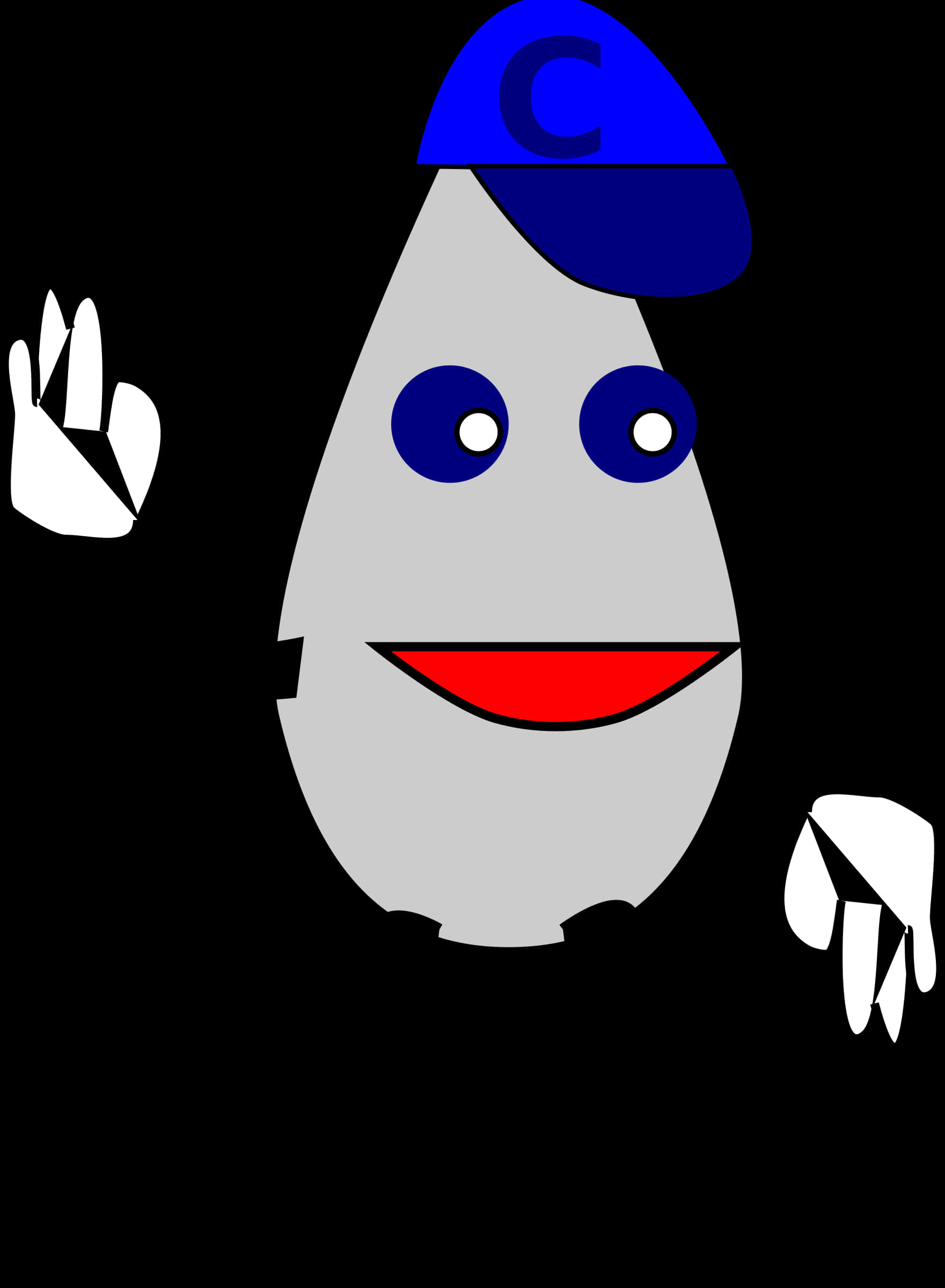 A Cartoon Character With A Blue Hat And Red Lips