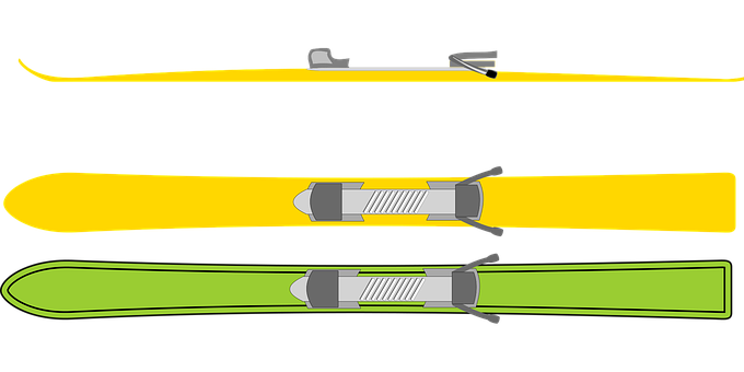 A Yellow And Green Skis
