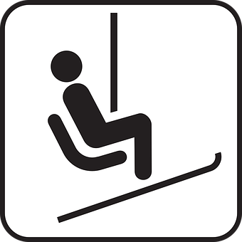 A Black And White Sign With A Person On A Ski Lift