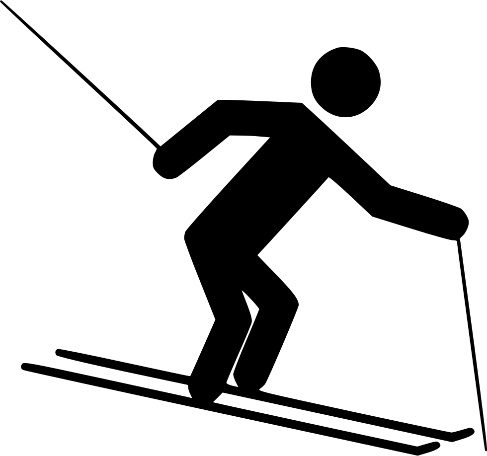 A Black And White Silhouette Of A Person Skiing