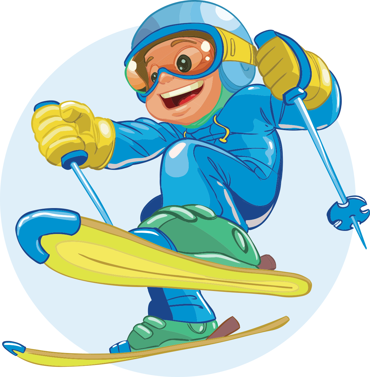 A Cartoon Of A Boy Skiing