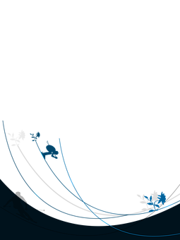 A Black Background With Blue Lines And Flowers