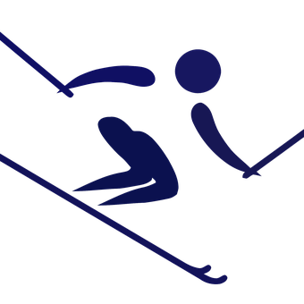 A Blue Symbol Of A Person Skiing