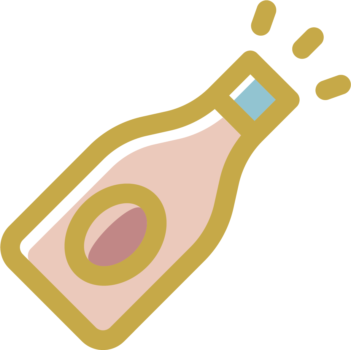 A Pink Bottle With A Gold Circle